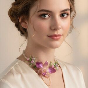 Elegant Pink Floral Necklace